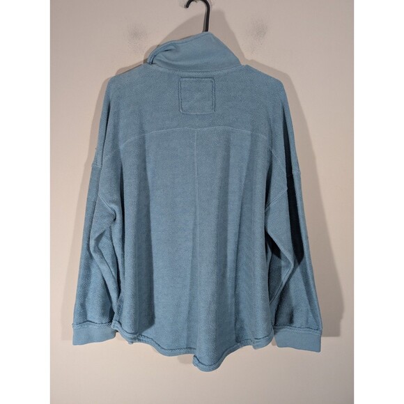 American Eagle Womens Blue Textured Henley Oversized Pullover Sz XS Streetwear - Picture 2 of 8